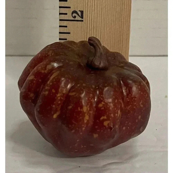 2 Fall Artificial Mini Pumpkin Burnt Orange Thanksgiving Size In Pictures - Picture 3 of 4